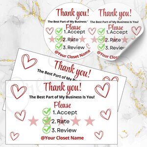 120 Pack Review Personalized Thank You Cards & Stickers